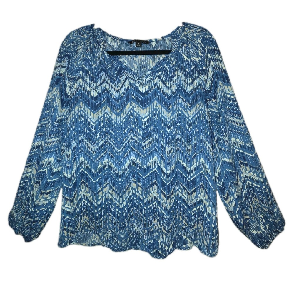 Zac & Rachel Chevron Tunic Blouse Women's Small Boho Top